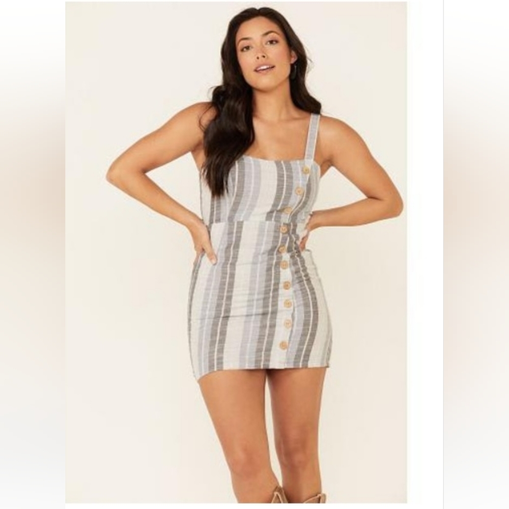 Rock & Roll Cowgirl Women's Grey Striped Dress